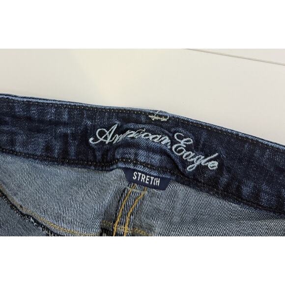 Vintage Y2K American Eagle Jeans Womens Sz 10S Skinny Kick Sequins Pocket Dark - Picture 5 of 11
